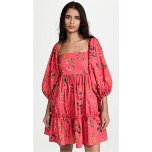 Cara Cara Sip Sip Mini Dress Botanical Allover Coral size Small